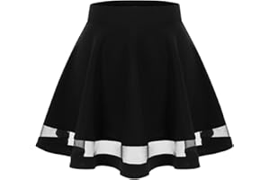 WedTrend Damska podstawowa, wszechstronna, rozciągliwa, rozkloszowana spódnica mini skater na co dzień