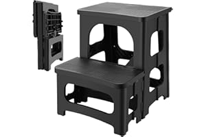 ‎PAHTTO PAHTTO Tritthocker faltbar für Erwachsene und Kinder, Rutschfester 2-stufige Klapphocker belastbar bis 180KG, Höhe 43 cm, Tragbarer Fußhocker mit Zwei Höhen für Küche, Toilette, Büro, Badezimmer