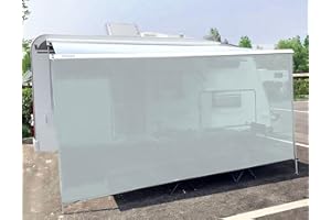 Tentproinc RV Awning Sun Shade Screen 7' X 11' 3'' Gray Mesh Screen Camping Trailer Sunshade UV Blocker Complete Kits - 3 Year Warranty