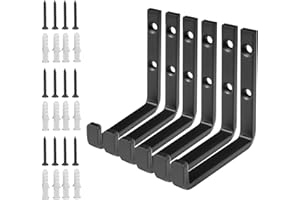 HonQiShiMY 6 Ganci per Garage con Ganci J in Metallo, Ganci Muro per Porta Bici da Parete, Ganci per Soffitto, Quadri e Organizzazione Attrezzi, Resistente e Multiuso per Interni ed Esterni Nero