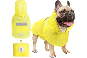 iChoue Dog Raincoat Packable Waterproof Adjustable with Reflective Straps Lightweight Rain Jacket Poncho for English Bulldog Labrador Golden Retriever (Yellow, XL)