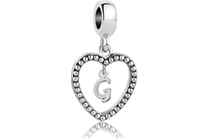 MiniJewelry Women A to Z Letters Initials Heart Dangle Charms for Bracelets Necklaces Girls Name Alphabet