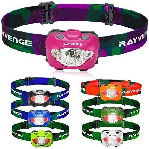RAYVENGE T3A LED Headlamp with Red Light - Lightweight headlamp Flashlight for Running, Hiking, Camping - Best Headlamps with 3 AAA Batteries, 169-Lumen, Waterproof, Long Battery Life (Pink)