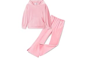 Arshiner Filles Ensembles Loisirs Enfants Sweats à capuche et Pantalon Evasé Mode Jogging Automne Hiver Vêtements Set pour Fille 5-13 ans