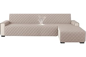 Ystyle Copridivano Impermeabile Con Penisola 3 Posti (L 255 CM), Copridivano Angolare Destra/Sinistra Universale Reversibile, Fodere Divano Forma L Antigraffio Antimacchia, Cachi
