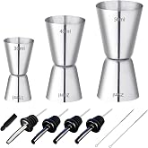 RUIJIE&reg; 3 Pcs Double Sided Stainless Steel Cocktail Measuring Cup 15ml, 20ml, 25ml, 30ml, 40ml, 50ml Measuring Cup for Cockta
