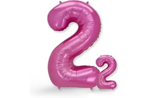 FUNXGO Palloncino Numero 2 rosa - Gigante Palloncini Compleanno 2 Anni - Vola con l'Elio - Feste Decorazione di Compleanno Palloncino 2 rosa