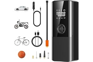 Greatop Compresseur à Air Portatif, 4500mAh Gonfleur Pneus Voiture, 150PSI Pompe a Velo Electrique, Affichage Numérique Lumière LED Port C USB Arrêt Automatique pour Vélo,Moto,Balle,etc