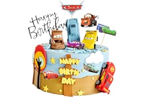 SIPHUS Tortendeko Kinder, 17 Stücke Cars Torte Topper, Happy Birthday Cake Topper, Tortendeko Kindergeburtstag, Deko Torte, Kuchendeko Geburtstag fur Mädchen, Junge