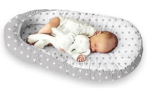 KOSPU Babynestchen Babynest Kokon Reisebett Kuschelnest Babykokon Kokon, Grau/Sterne