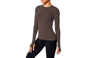 XDSP Camiseta Deportiva Mujer de Manga Larga Camiseta Running de Transpirable Fitness Yoga Ropa Transpirable Funcional de Secado Rápido con Agujeros para Los Pulgares