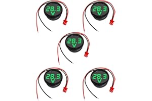 GTIWUNG 5 Stücke Digital Voltmeter DC 4-100V, Drähte Spannungsmesser 3-Digit LED Anzeige, Spannungsanzeige für Auto/Motorrad/LKW/Boot (Grün)