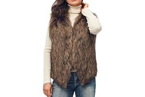 Handcess Damen Faux Fur Weste Kurzer ärmelloser Mantel Jacke Winter Warme Weste Outwear für Frühling Herbst und Winter