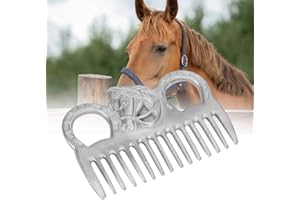 FOTABPYTI Horse Grooming Brushes, Horse Brush, Horse Hair Brush, Mane And Tail Brush, Portable Horse Mane and Tail Comb, Metal Polishing Horse Comb for Horse Grooming Comb With Metal Tail