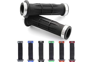 ‎AREA1 Area1 Motorrad Motorroller Lenkergriffe Griffgummis 22/24-25mm offene Enden für Lenkerendenspiegel und Vibrationsdämpfer Silber, Kompatibel mit KSR