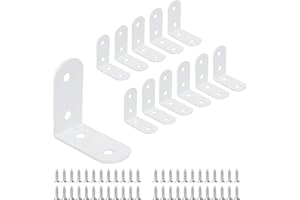 JatilEr - Soportes de Esquina 40 x 40 mm, Ángulo Recto 90 Grados, Metal en L Con 48 Tornillos para Fijación de Muebles de Madera, Blanco