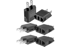 Clomnpe 6 Piezas Adaptador Enchufe Europeo a Americano, Adaptador Enchufe Americano, Diseño Compacto, Tipo C/E/F/L/N a Tipo A para Viajeros Internacionales Que Visitan USA/Japón/México/Canadá-Negro