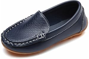 UNOSHENG Kinder Mokassins Bootsschuhe, MäDchen Weiches Leder Loafer Jungen Flache Halbschuhe Rutschfest Ballerinas Leichte Bohnen Schuhe Kinder Freizeitschuhe Barfussschuhe Kinder Lauflernschuhe Kinderschuhe