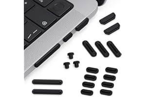 ProElife Lot de 21 bouchons anti-poussière pour MacBook Pro 2023-2021 14,2" M2 Pro/Max M1 Pro/Max (A2779/A2442/A2780/A2485) - Accessoires en silicone (noir), ADP-14