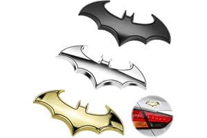 YAPKOLV 3 Pcs Pegatinas Coche 3D Acero Inoxidable Emblema Bat, Emblema 3D Fledermaus de Plástico con Espuma Adhesiva, Pegatina Coche 3D Cromo Metal Logo Auto Abzeichen Batman