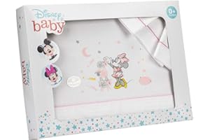 Interbaby Parure pour Berceau Disney Minnie Mouse Blanc/Rose