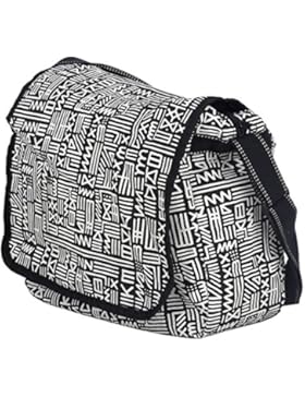 Baumwolle Umhängetasche Schultertasche Medium Damen schwarz weiß Messenger Bag