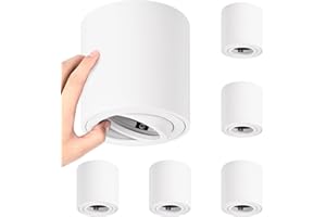 YindaLux 6 Pezzi Faretti Led Soffitto Bianco - Ø 80 * 84mm Ruotabile a 30° - Faretti da Soffitto con GU10 / LED - Faretti Soffitto in Alluminio - Finitura Opaca - Senza Lampadina