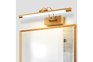 MantoLite LED Bathroom Vanity Light Fixture, 8W Dimmable Cabinet Picture Wall Lights, Indoor Lighting Wall Sconce with Ajustable Arm Hotel Bedside 3000K Reading Lamp Display Lamps (Brass 40CM)