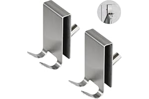 YoHyien 2 Pezzi Gancio Accappatoio Doccia, Ganci Doccia Accappatoio con Pad EVA, Appendi Accappatoio in Acciaio Inossidabile per Box Doccia e Bagno, Adatto a Vetro Senza Cornice 5-10 mm (Argento x 2)