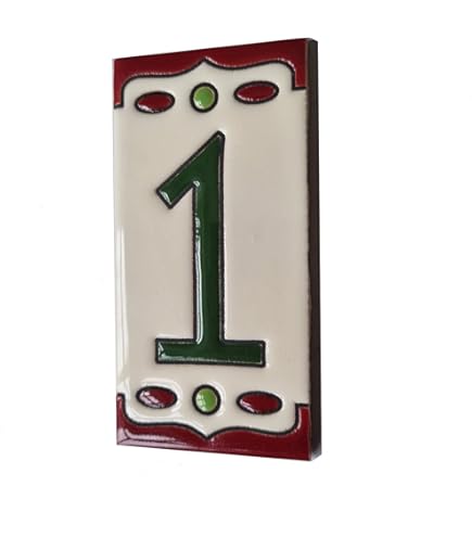 generic Huisnummers Handgeschilderde Italiaanse Keramische Nummers Tegels, Grieks Design, tegel Grootte: 11cm x 7cm (5