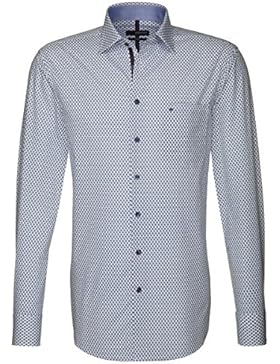 Seidensticker Herren Langarm Hemd Splendesto Regular Fit blau geblümt mit Patch 187586.13
