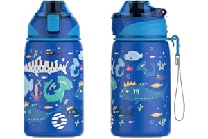 Fjbottle Kinder Trinkflasche Edelstahl 400ML - 1-Klick-Öffnung, BPA-Frei Auslaufsichere Thermo flasche, Kohlensäure geeignet Thermoskanne Jungen/Mädchen für Kindergarten, Schule, Reise
