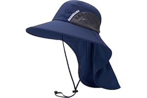 Bassdash Cappello da Sole Unisex UPF 50+ Cappello da Pesca Idrorepellente Tesa Larga con Ampia Protezione del Collo Coda di Cavallo Uomo Donna