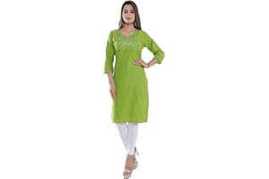 Ramkudi Indisches Damen einfarbiges besticktes Baumwoll-Top Kurti