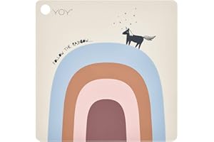 OyOy Mini set de table « Follow the Rainbow » : set de table pour bébé et enfant avec arc-en-ciel lavable en 100 % silicone