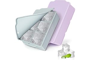 Lifhety Eiswürfelform Silikon, 2 Stück 6 Fach 5cm Groß Eiswürfelform Eiswürfelbehälter mit Deckel, xxl Ice Cube Tray Silicone für Gekühlte Whisky, Cocktail