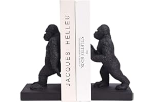 MAISON DES CADEAUX Polyresin Black Gorilla Bookends Set