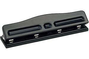 ALEVAR Perforadora de 4 agujeros ajustable, color negro, 1548 (diámetro del orificio: 7 mm)