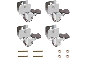 DBREAKS 4 ruedas giratorias Ø25 mm tipo U, apertura de placa 17 mm, ruedas para muebles con freno, ruedas de goma, ruedas de transporte, carga 40 kg total