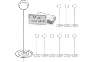 HomWanna Table Number Holders with Place Cards 10Pcs - 8.75 inch Place Card Holder Tall Table Number Stands with Table Name Cards for Weddings Party Graduation Centerpiece Decoration Memo (Silver)