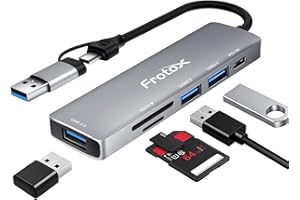 FROTOX Koncentratory USB C, 5 w 1 Hub USB/Typu C z Czytniki Kart SD/Micro SD, 1 USB 3.0, 2 USB 2.0, Multiport Adapter USB na PC, Notebook, Smartphone i Tablet z funkcją OTG.
