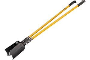 Roughneck Sharp-Edge Post Hole Digger - Solid Fibreglass Handle with Serrated Steel Blades & Depth Gauge for Fencing, Landscaping & Groundwork – 1.46m (57½in)