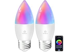 ANTELA Lampadine LED Alexa Inteligente WiFi E27 C37, 4,9W 470LM Dimmerabile RGB & 2700K-6500K Bianco Freddo Caldo, Compatibile con Alexa/Google Home, 2Pezzi