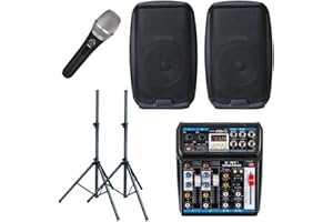 FREESOUNDGUITARS IMPIANTO AUDIO 400 watt COMPLETO PER KARAOKE DJ LIVE CASSE MIXER