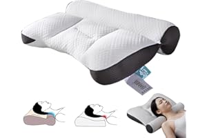 ‎HOIDOKLY Ergonomisches Kopfkissen Nackenstützkissen, äußerst Bequemes Ergonomisches Nackenstützkissen, Nackenhörnchen für Für Nacken- Und Schulterschmerzen, Kopfkissen Für Seiten Und Rückenschläfer (Schwarz)