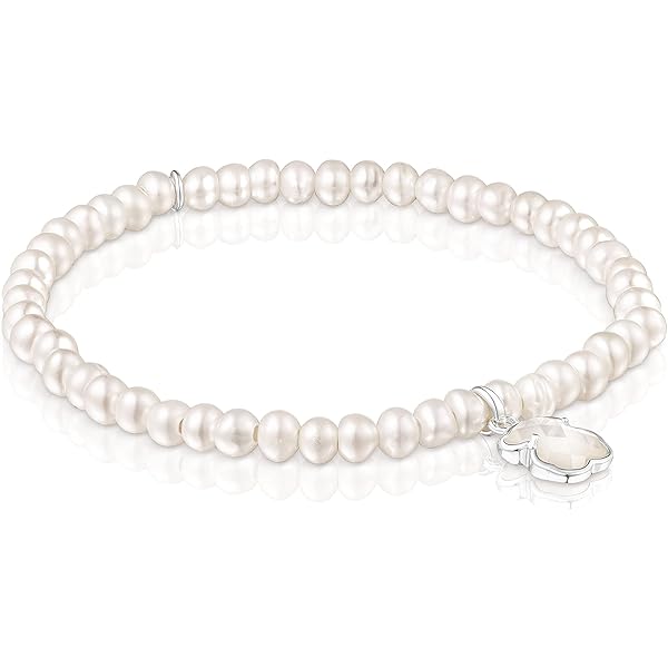 Bracciale TOUS Donna Elastico In Argento 925 Con Onice E Orsacchiotto, Collezione Bold Bear, 16,5 Cm