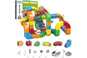 2026 Clickrail Electric Train Set Flexible Race Track, Magic Rail Block, Gravity-Defying 3D Embedded Layouts & Motorized Car, Flexible Race Car Magnetic Track Set Gifts for Boys (Stil 2 (123 Stück))