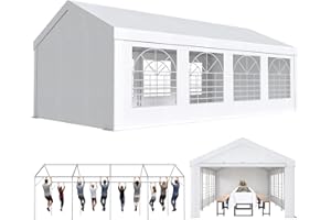 JUMMICO Pavillon Partyzelt 4x8 Wasserdicht Stabil Gartenzelt UV Schutz 50+ Zelt 170g PE Plane Festzelt Bierzelt Gartenpavillon für Garten, Party, Festival, Hochzeit, weiß
