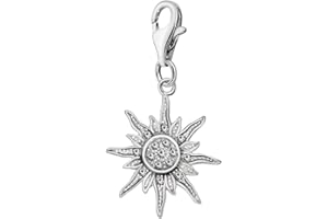Quiges Charm Pendentif en Argent 925 Soleil avec Fermoir