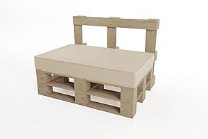 chilly pilley Coussin De Palette EU Impermeable Coussin De Siège Coussin De Jardin Housse Amovible Et Lavable (Coussin D'assise 120x80x15, Crème)